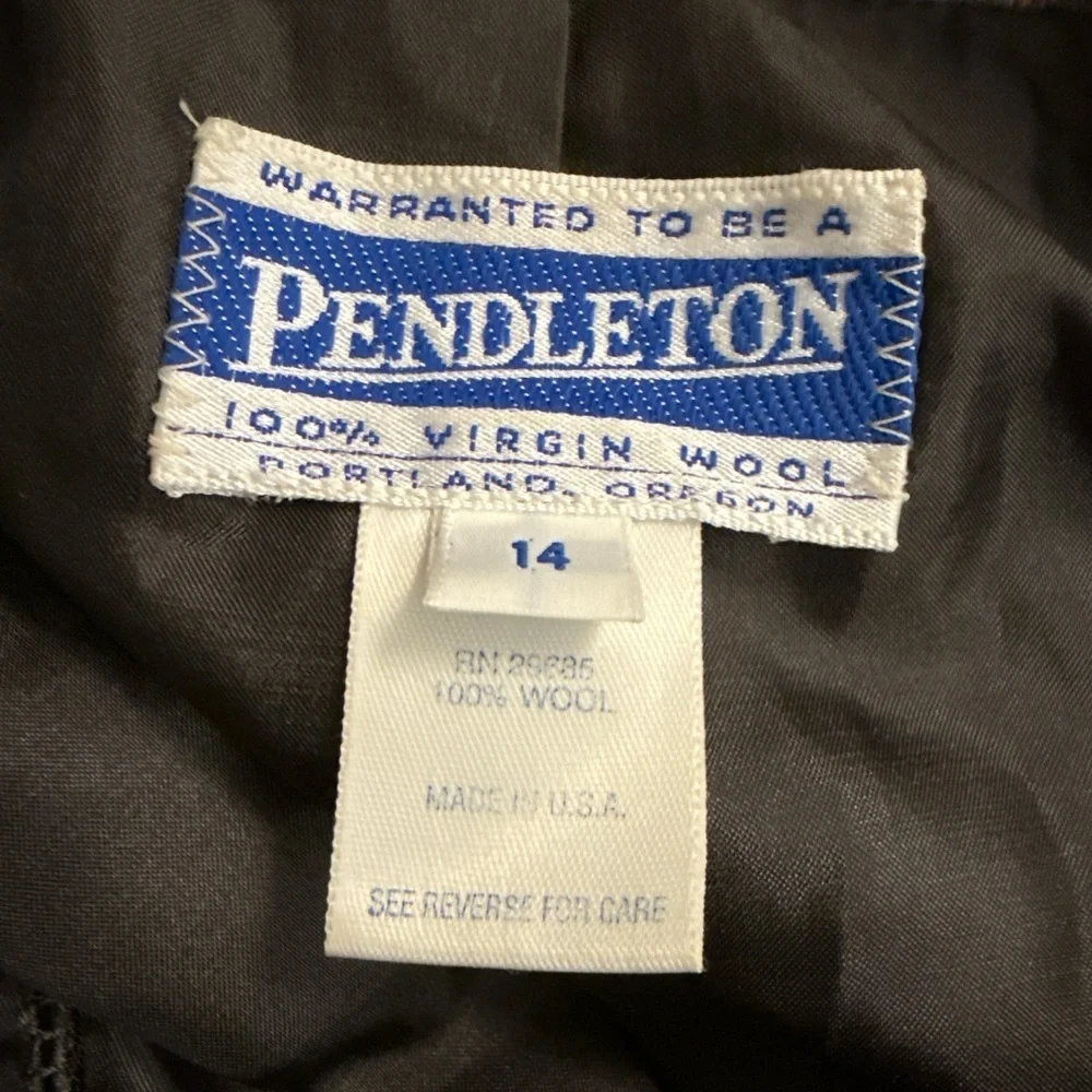 Vintage Pendleton Wool Blazer Size 14 -Pink & Gray Houndstooth plaid Made in USA - Picture 4 of 8